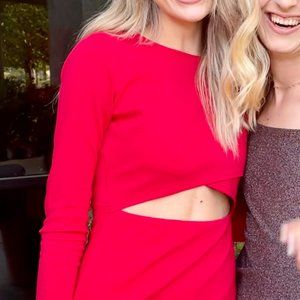 Small Long Sleeve Red Cutout Lulus Dress